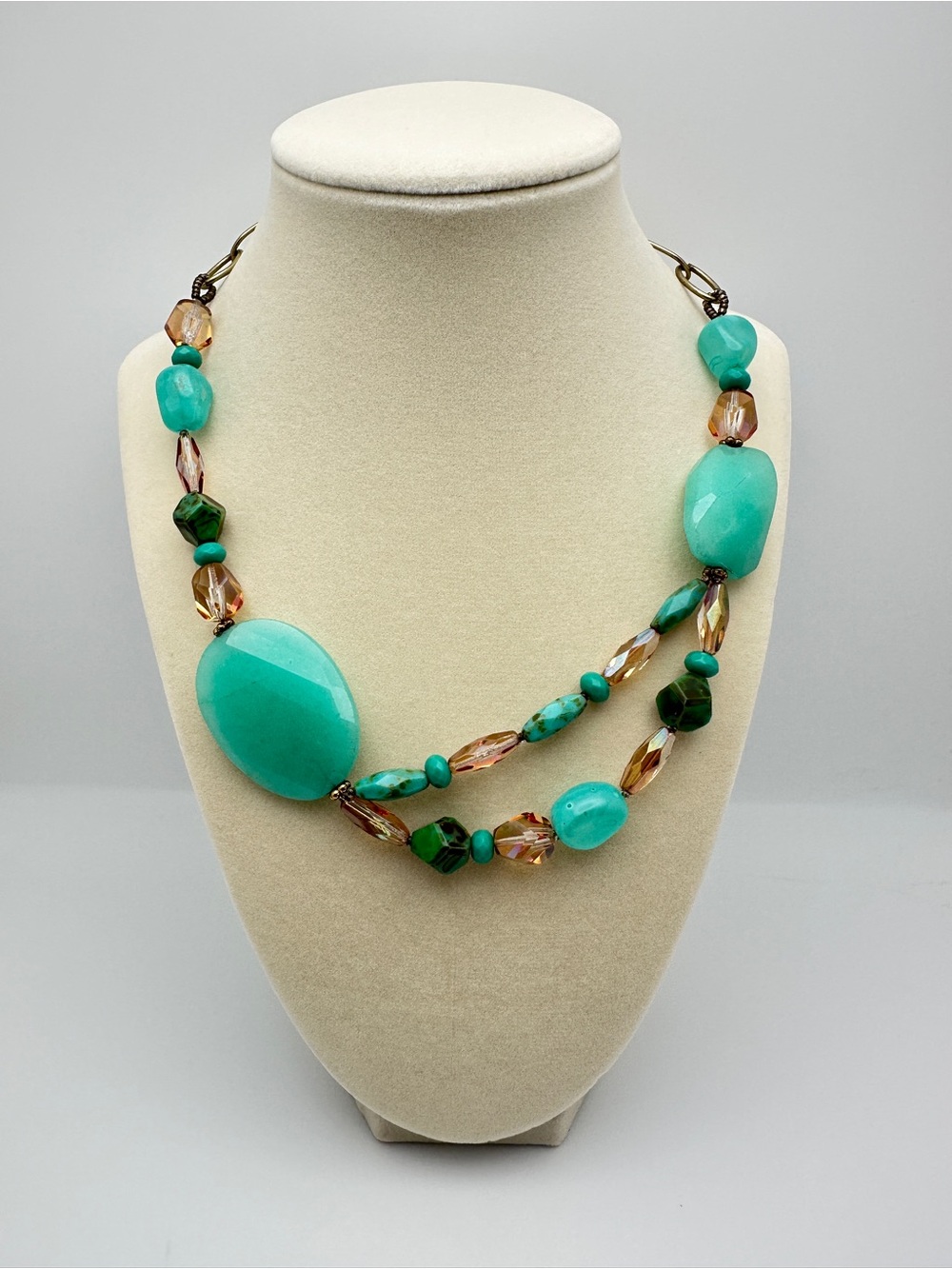 Turquoise Multi-Bead Statement Necklace - Women Jewelry